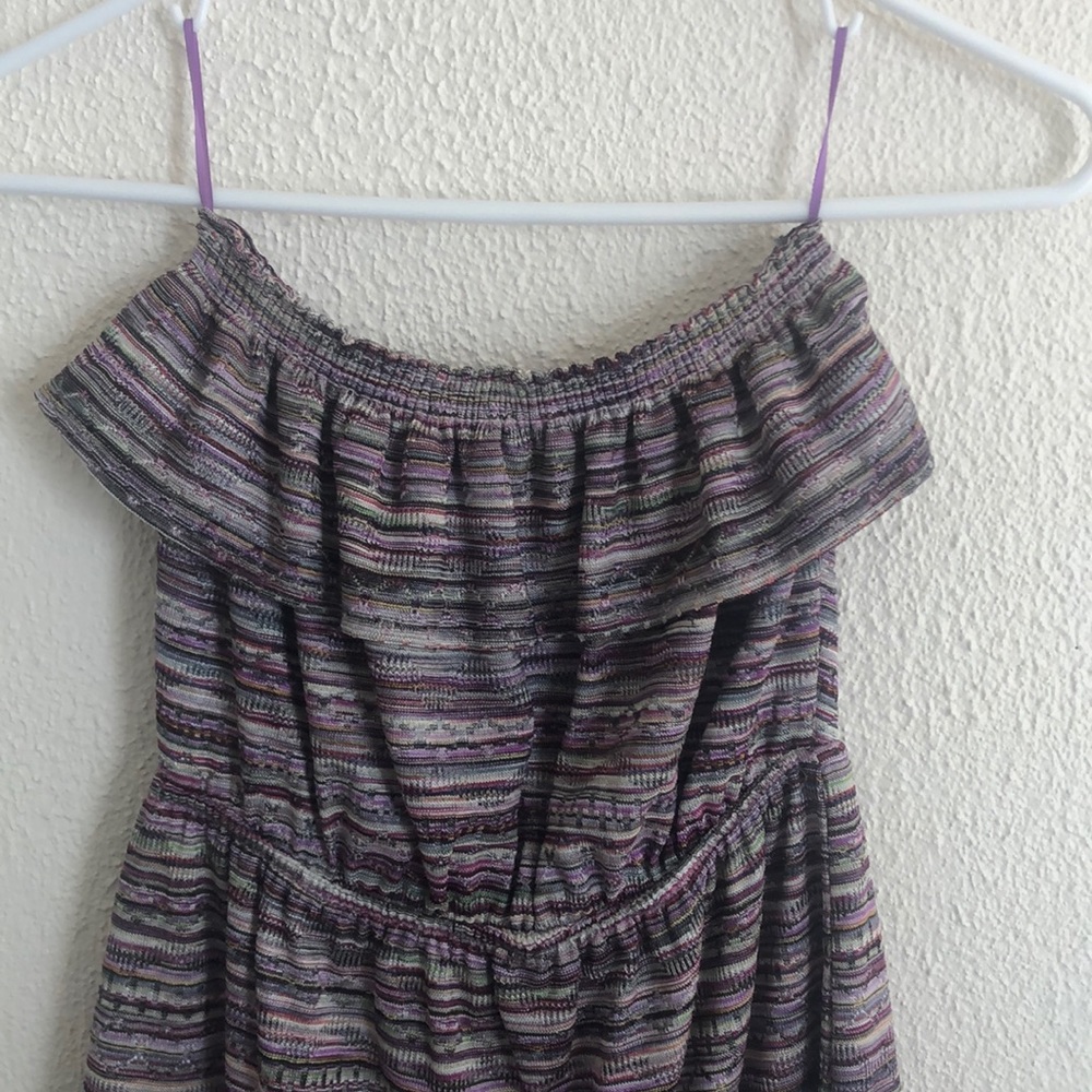 Multicolor/ Purple sleeveless ruffle dress